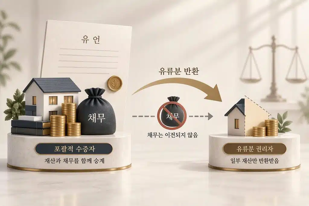 포괄적 수증 후 유류분 반환시 채무는 이전 안돼